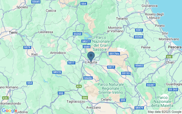 Kaart met locatie L'Aquila